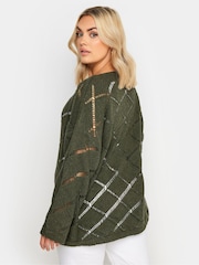 Yours Curve Green Ladder Stitch Jumper - Image 3 of 6