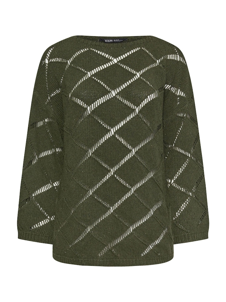 Yours Curve Green Ladder Stitch Jumper - Image 6 of 6