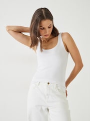 Hush White Seth Low Scoop Ribbed Vest - Image 1 of 4