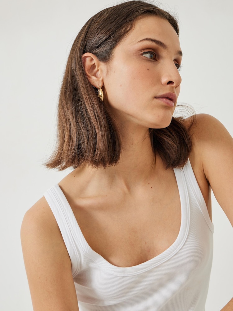 Hush White Seth Low Scoop Ribbed Vest - Image 4 of 4