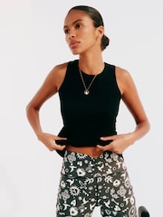 Never Fully Dressed Charcoal Grey Hope Print Flared Sports Leggings - Image 4 of 6