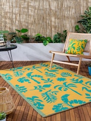 Furn Yellow Teal Marula Tropical Outdoor/Indoor Rug - Image 1 of 6