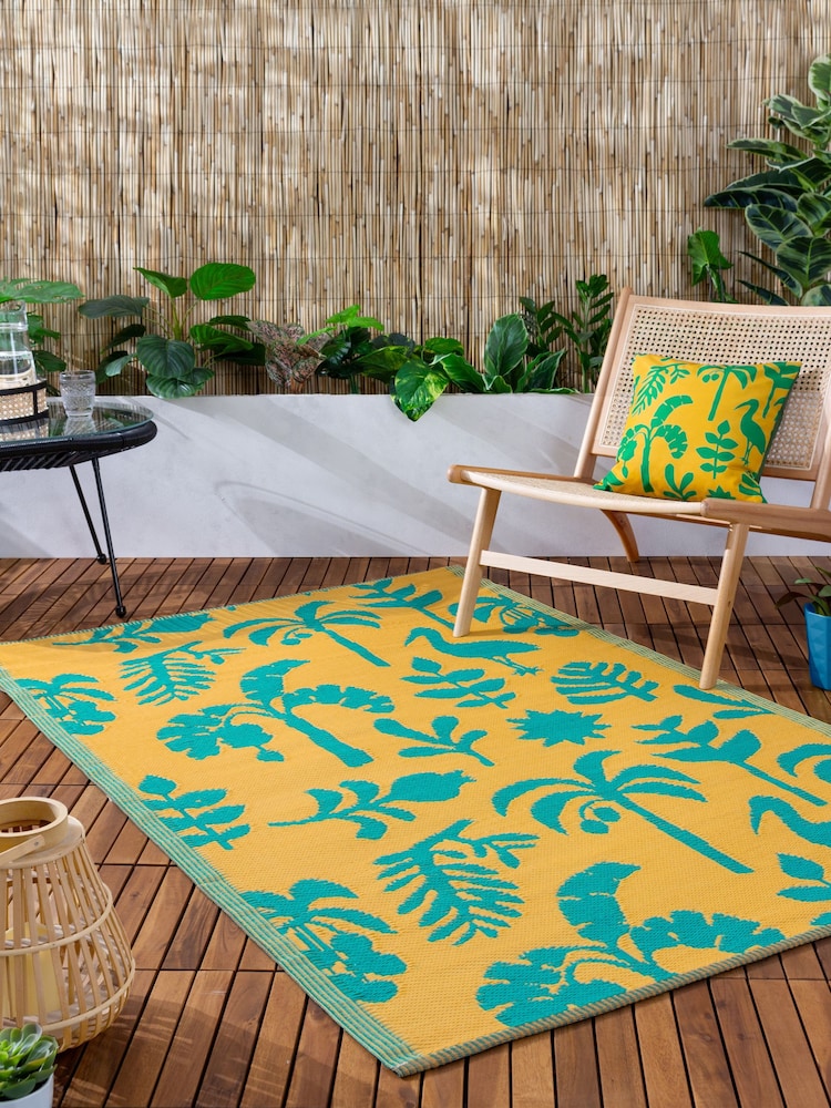 Furn Yellow Teal Marula Tropical Outdoor/Indoor Rug - Image 1 of 6