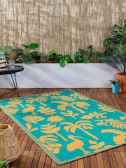 Furn Yellow Teal Marula Tropical Outdoor/Indoor Rug - Image 2 of 6
