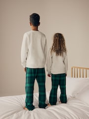 Grey/Green 100% Cotton Matching Family Kids Christmas Happy Holidays Pyjamas (3-16yrs) - Image 4 of 10