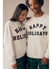 Grey/Green 100% Cotton Matching Family Kids Christmas Happy Holidays Pyjamas (3-16yrs) - Image 7 of 10