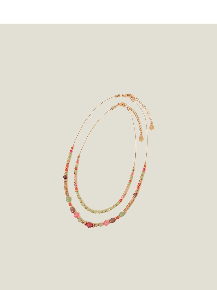 Accessorize Pink Facet Bead Necklaces 2 Pack - Image 1 of 3 Accessorize Pink Facet Bead Necklaces 2 Pack - Image 1 of 3