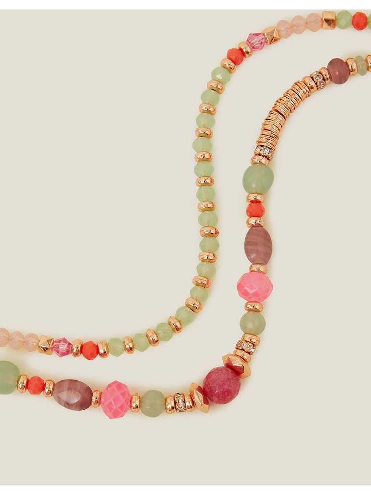 Accessorize Pink Facet Bead Necklaces 2 Pack - Image 2 of 3 Accessorize Pink Facet Bead Necklaces 2 Pack - Image 2 of 3