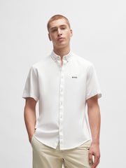 BOSS White Regular-Fit Shirt in Cotton Piqué Jersey - Image 1 of 6