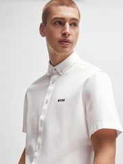 BOSS White Regular-Fit Shirt in Cotton Piqué Jersey - Image 5 of 6