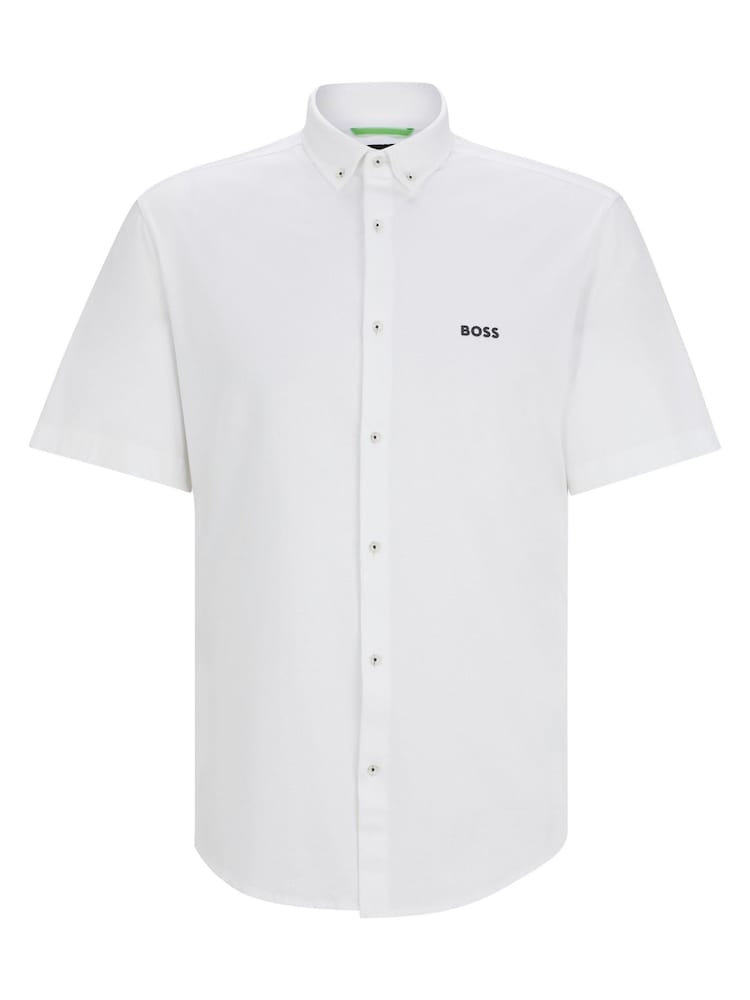 BOSS White Regular-Fit Shirt in Cotton Piqué Jersey - Image 6 of 6 BOSS White Regular-Fit Shirt in Cotton Piqué Jersey - Image 6 of 6