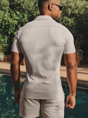 Tailored Athlete Natural Muscle Fit Textured Geo Cuban Collar Shirt - Image 3 of 6