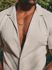 Tailored Athlete Natural Muscle Fit Textured Geo Cuban Collar Shirt - Image 4 of 6
