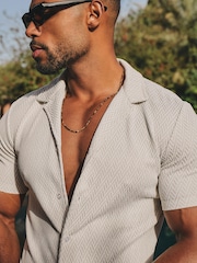 Tailored Athlete Natural Muscle Fit Textured Geo Cuban Collar Shirt - Image 5 of 6