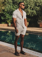 Tailored Athlete Natural Muscle Fit Textured Geo Cuban Collar Shirt - Image 6 of 6