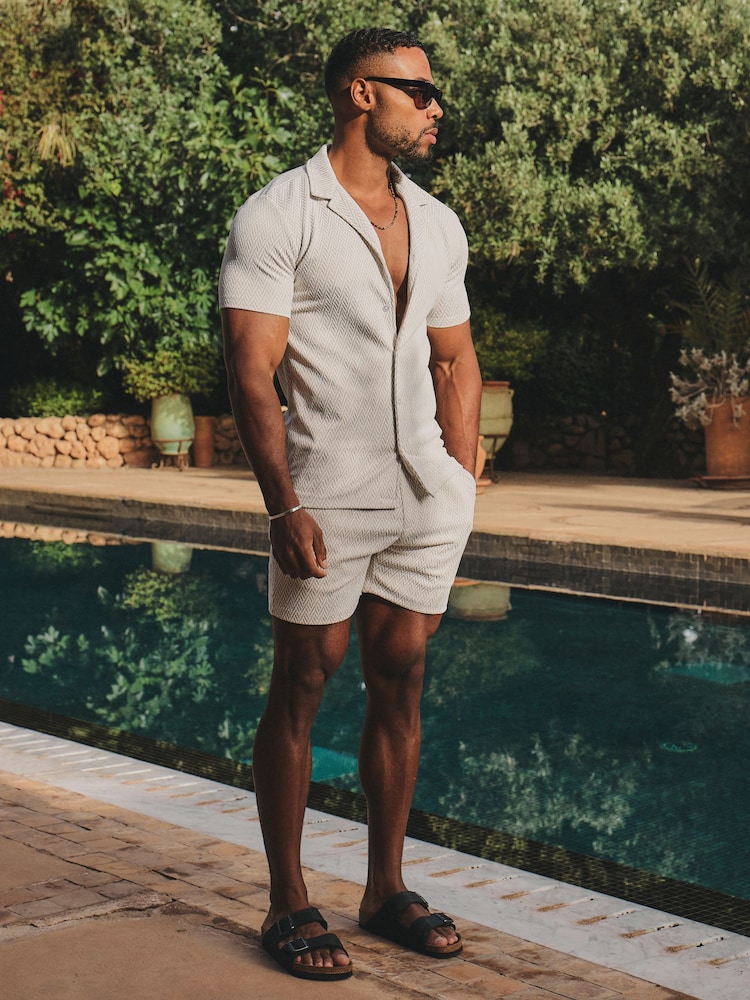Tailored Athlete Natural Muscle Fit Textured Geo Cuban Collar Shirt - Image 6 of 6 Tailored Athlete Natural Muscle Fit Textured Geo Cuban Collar Shirt - Image 6 of 6