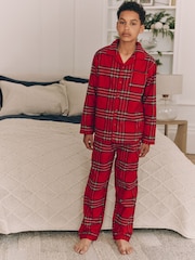 Red Check Matching Family Kids Christmas Flannel 100% Cotton Pyjamas (9mths-16yrs) - Image 1 of 9