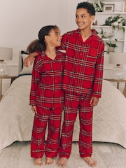 Red Check Matching Family Kids Christmas Flannel 100% Cotton Pyjamas (9mths-16yrs) - Image 2 of 9