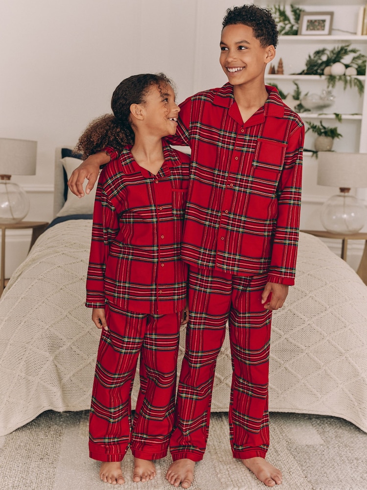Red Check Matching Family Kids Christmas Flannel 100% Cotton Pyjamas (9mths-16yrs) - Image 2 of 9