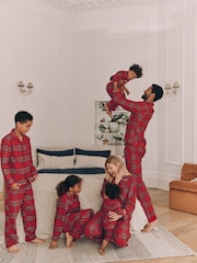 Red Check Matching Family Kids Christmas Flannel 100% Cotton Pyjamas (9mths-16yrs) - Image 4 of 9
