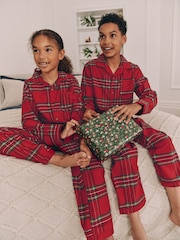 Red Check Matching Family Kids Christmas Flannel 100% Cotton Pyjamas (9mths-16yrs) - Image 6 of 9