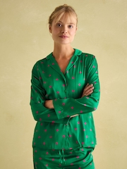 Joules Bonnie Green Satin Pyjama Set - Image 3 of 7