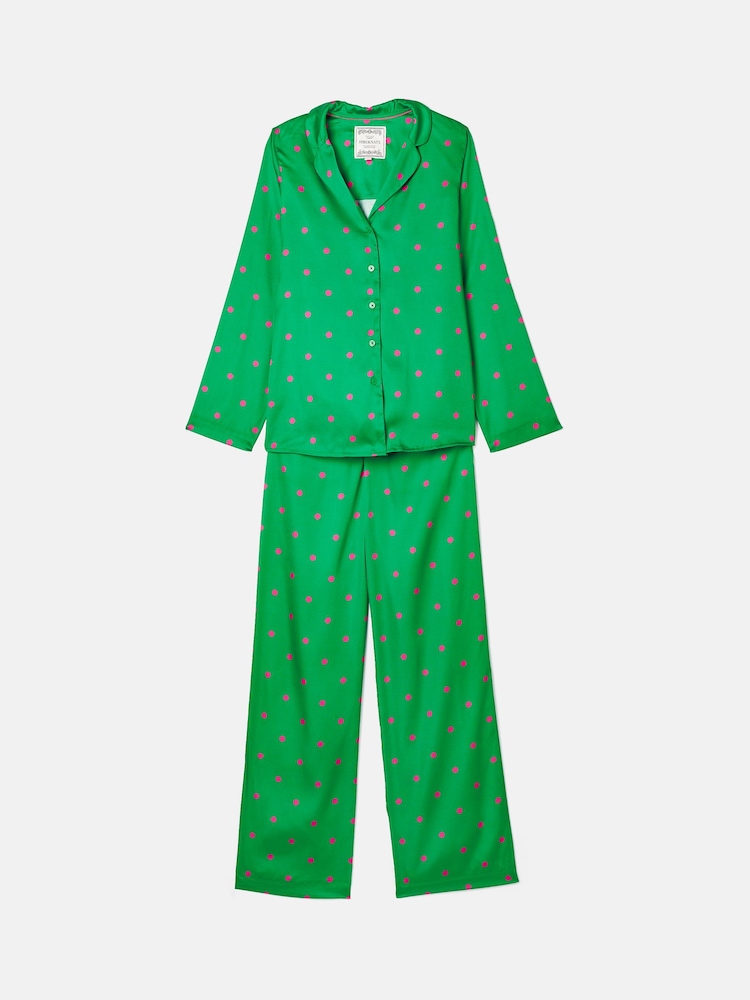 Joules Bonnie Green Satin Pyjama Set - Image 7 of 7