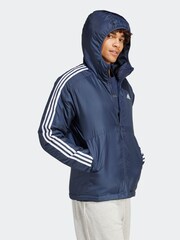 adidas Terrex Navy Essentials 3-Stripes Insulated Hooded Jacket - Image 3 of 7