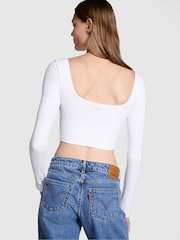 Victoria's Secret PINK Optic White Long Sleeve Cotton Corset Top - Image 2 of 3