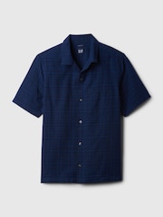 Gap Navy Blue Linen Cotton Short Sleeve Shirt - Image 4 of 4