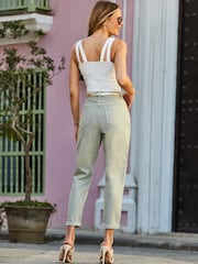 Sosandar Green Slim Leg Mom Jeans - Image 3 of 5