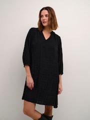 Kaffe A-Line Fit Alice 3/4 Sleeve Black Dress - Image 1 of 6