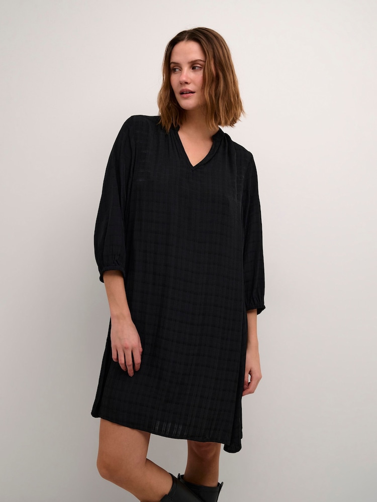 Kaffe A-Line Fit Alice 3/4 Sleeve Black Dress - Image 1 of 6