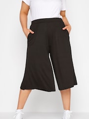 Yours Curve Black Jersey Culottes - Image 1 of 3
