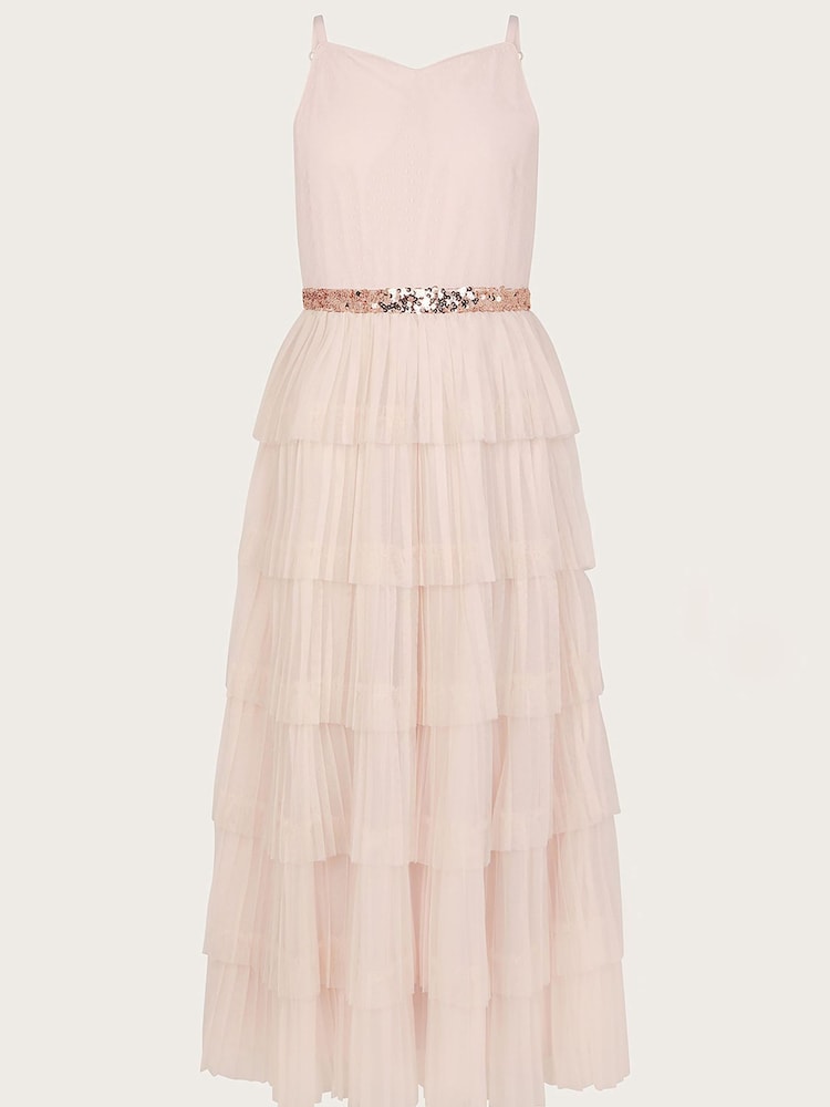 Monsoon Pink Fiorella Ruffle Prom Dress - Image 1 of 3