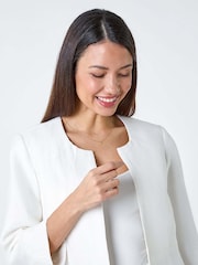 Roman White Pleated Textured Cropped Jacket - Image 1 of 5