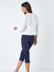 Roman White Pleated Textured Cropped Jacket - Image 3 of 5