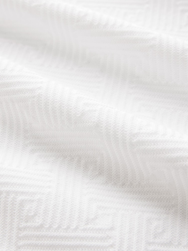 White Regular Fit Smart Quarter Zip 100% Cotton Polo Shirt - Image 8 of 8