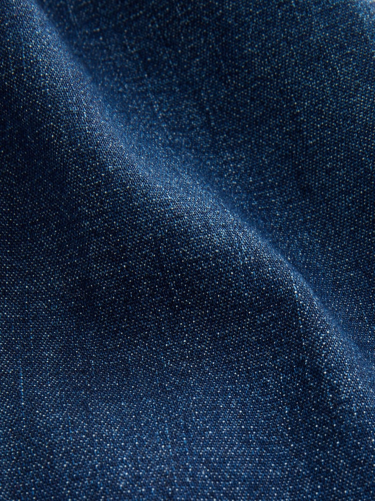 Dark Blue Fuller Bust Seam Detail Fitted Denim Western Shirt - Image 6 of 6