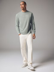 zelena - Relaxed Fit dolg rokav; z dolgimi rokavi Heavyweight Back potisk; vzorec Graphic 100% Cotton majica - Slika 2 iz 9