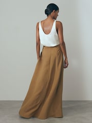 Reiss Toffee Amara Drape Front Maxi Skirt - Image 5 of 6