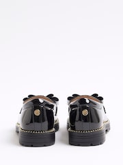 River Island Black Chrome Girls Bow Loafers - Image 3 of 4