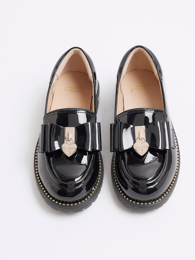 River Island Black Chrome Girls Bow Loafers - Image 4 of 4 River Island Black Chrome Girls Bow Loafers - Image 4 of 4
