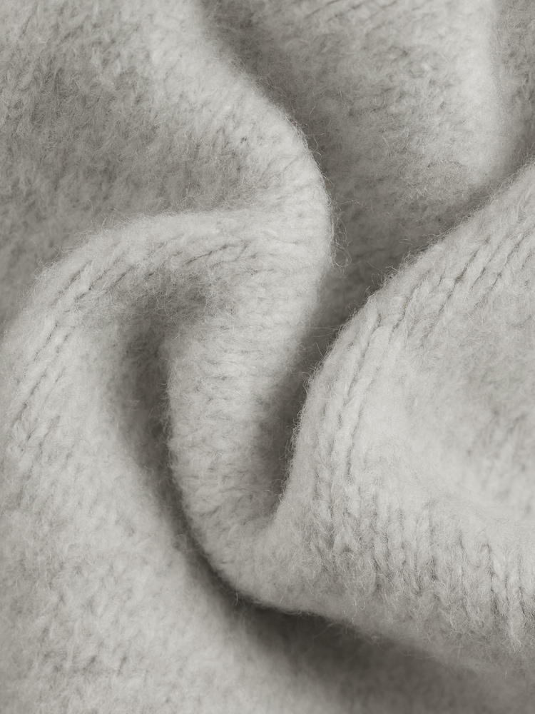 Ecru marmorat - Relaxed Fit Premium Soft Touch Knitted Hanorac cu glugă - Image 10 of 10