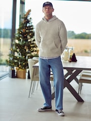 Ecru marmorat - Relaxed Fit Premium Soft Touch Knitted Hanorac cu glugă - Image 2 of 10