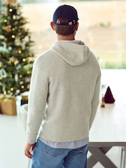 Ecru marmorat - Relaxed Fit Premium Soft Touch Knitted Hanorac cu glugă - Image 4 of 10