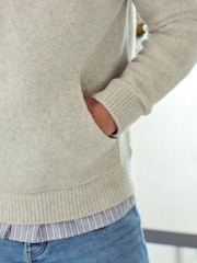 Ecru marmorat - Relaxed Fit Premium Soft Touch Knitted Hanorac cu glugă - Image 6 of 10