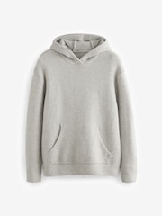 Ecru marmorat - Relaxed Fit Premium Soft Touch Knitted Hanorac cu glugă - Image 8 of 10