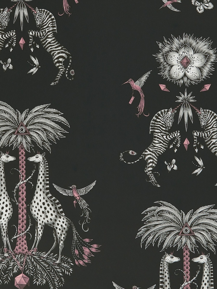 Clarke and Clarke Charcoal Emma J Shipley Wilderie Creatura A4 Wallpaper Sample - Image 1 of 1