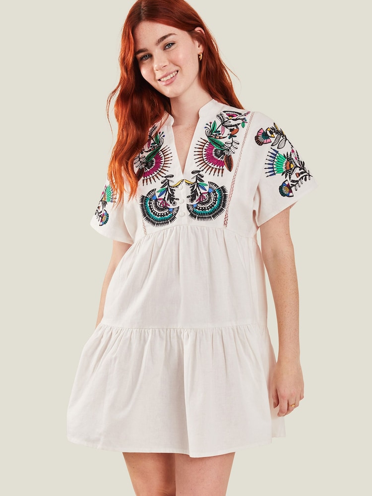 Accessorize White Fan Embroidered Cover-Up Dress - Image 1 of 3 Accessorize White Fan Embroidered Cover-Up Dress - Image 1 of 3